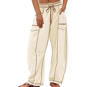Women Soft Fabric Cargo Pants Wide Leg Sweatpants High Waist <b>Drawstring</b> Casual Loose Fit Streetwear - Product Image 6