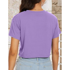 T-shirt court pour femme en coton, coupe oversize et ample, épaules tombantes, uni, décontracté, streetwear d'été, personnalisable avec logo - Product Image 6