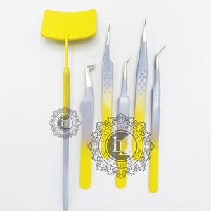 Pince à épiler professionnelle pour extensions de cils effet ombré argenté, en acier inoxydable durable avec revêtement en poudre, miroir pour cils individuels LUXURY LASH - Product Image 2