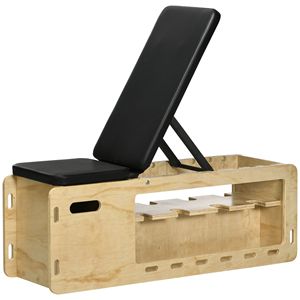 Banco de Ejercicios con Inclinación Ajustable, con Soporte para Mancuernas y Bandas de Resistencia, para Gimnasio en Casa, Banco y Soportes de Madera - Product Image 1