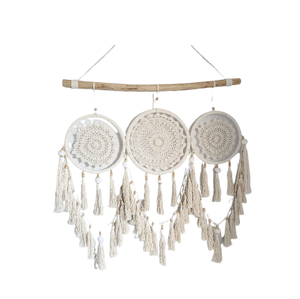 Atrapasueños con Cabeza de Lobo para Decoración de Interiores, Adorno de Pared para el Hogar, Colgante de Plumas Naturales, Atrapasueños Grande de Macramé para Suministros de India - Product Image 4