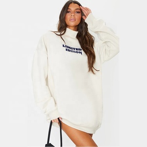 Robe pull oversize à col rond pour femme, couleur unie, manches longues, en coton tricoté, pour l'automne - Product Image 4
