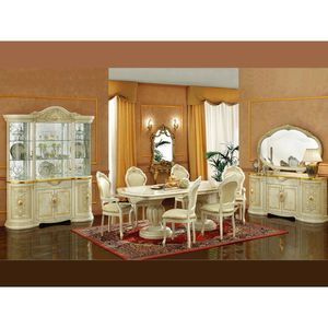 Classic Luxury Solid Teak Wood <b>Dining</b> Room Set <b>White</b> Gold 6 Chairs Oval <b>Table</b> Royal European Villa Home Kitchen Furniture - Product Image 1