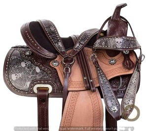 Selle de cheval de rodéo artisanale en cuir véritable Western DD de qualité supérieure, légère et confortable pour la performance de barrel racing - Product Image 3