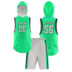 Ensemble short et débardeur à capuche personnalisé sublimé orange et blanc, uniforme de basketball 7v7 Team Envy, joueur n°56, fournisseur OEM en gros - Product Image 4