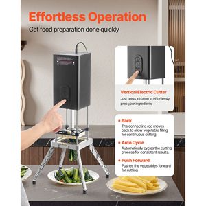 Tagliapatatine Elettrico Professionale in Acciaio Inox, Tritatutto per Frutta e Verdura con 2 Lame Sostituibili da 1/2 e 3/8 di Pollice - Product Image 4