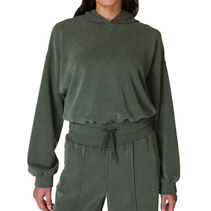 Sudadera con Capucha Corta para Mujer, Estilo Casual, Holgada, Tipo Pullover, Estilo Urbano, Top Corto, Chaqueta con Capucha, Mezcla de Algodón Suave - Product Image 1