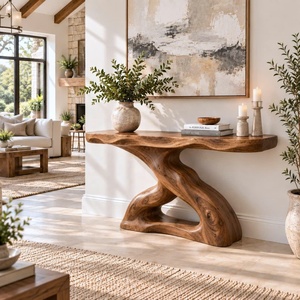 Table d'entrée en bois, style classique, console en bois massif naturel, produit au design créatif, meubles en bois, décoration intérieure - Product Image 3