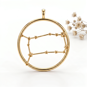 Pendentifs et breloques raffinés Gemini Cosmic Messenger avec accent en diamant de laboratoire, breloque les Jumeaux célestes, bijoux du zodiaque de mai pour les visionnaires - Product Image 1