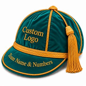 Casquettes d'honneur en velours personnalisées avec broderie et logo sur mesure, avec passepoil doré, casquettes de présentation style Angleterre, casquettes d'honneur en velours pour matchs - Product Image 1