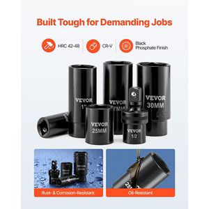 Set di 91 Pezzi per Riparazione Auto, Chiavi a Bussola da 1/2 Pollice con 6 Punte Profonde e Poco Profonde, SAE (5/16-1-1/4 Pollici) e Metrico (8-32 mm) - Product Image 2