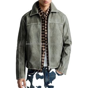 Chaqueta de Cuero Vacuno 100% Personalizada para Hombre, de Alta Calidad, Resistente al Agua, Transpirable, con Cuello Alto Delgado, para Invierno - Product Image 2