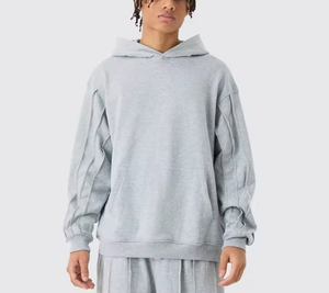 Conjunto de dos piezas de sudadera con capucha de color liso para hombre, informal, holgado, con sudadera y pantalones de pierna ancha - Product Image 2