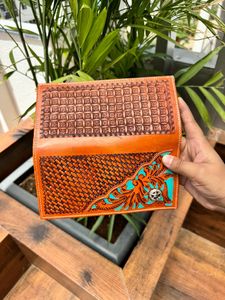 Cartera larga de cuero tallado a mano con patrón occidental para hombre, gran oferta, soporte para efectivo con estilo a la moda, regalo para él - Product Image 5