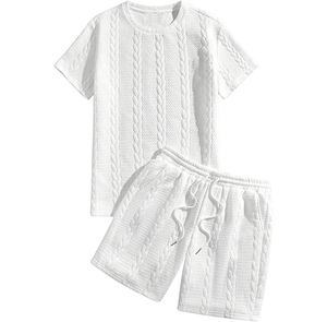 Ensemble de survêtement tendance automne pour hommes grandes tailles, manches longues, respirant, antistatique, 100% coton tricoté, taille élastique - Product Image 1
