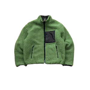 Custom Winter <b>Sherpa</b> <b>Fleece</b> <b>Jacket</b> Unisex Contrast Pocket Casual Outdoor Coat Stand Collar Winter Streetwear Wholesale - Product Image 2