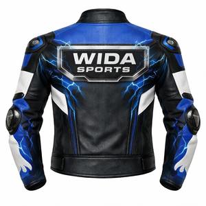 Chaqueta de Cuero para Motocicleta Wida Sports Premium, Diseño de Carreras Azul, Equipo de Protección para Motociclistas, Proveedor Mayorista 2026 - Product Image 2