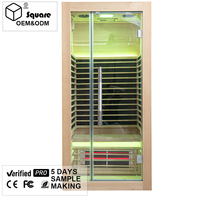 Sauna infrarouge lointain moderne de luxe en hemlock à chauffage rapide, ventilation réglable, pour usage intérieur, avec chauffage en fibre de carbone, idéal pour les salles de sport