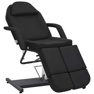 Fauteuil de massage et table de soins en similicuir noir avec grand accoudoir réglable - Product Image 1