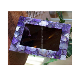 Tự nhiên màu xanh mã não đá quý hình ảnh khung ảnh cho bền khung kim loại với đá độc đáo chi tiết - Product Image 1