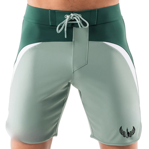 Shorts de bain pour homme vert menthe et blanc, séchage rapide, avec cordon de serrage, pour la plage, la natation et les sports nautiques, vêtements de performance - Product Image 1