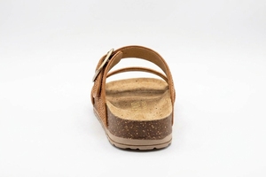 Sandales plates en paille tressée marron à bout ouvert avec boucle, semelle en liège, chaussures de mode estivales - Product Image 2