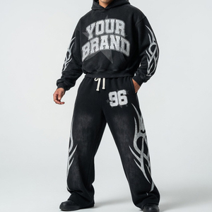 Conjunto deportivo Glory Custom Screen Print de primera calidad, sudadera con capucha extragrande y pantalones deportivos para ropa urbana unisex. - Product Image 6