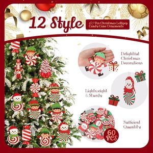 24 Adornos Navideños de Madera con Diseño de Duende, Papá Noel, Pingüino y Pan de Jengibre, Adornos con Diseño de Bastones de Caramelo y Cuerdas para Decoración de Paredes del Hogar - Product Image 2