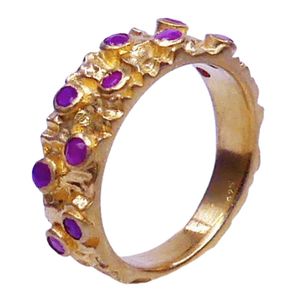 Wedding Wear 925 Sterling Silver Gold Plated Jewelry Ruby Gemstone Women Wear Classic <b>Couple</b> <b>Ring</b> - Product Image 1