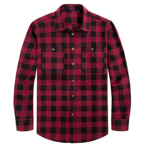 Chemise en flanelle à carreaux à manches longues pour homme, coupe classique, en coton, boutonnée, décontractée, pour le travail, automne-hiver, commande en gros, stock disponible - Product Image 4