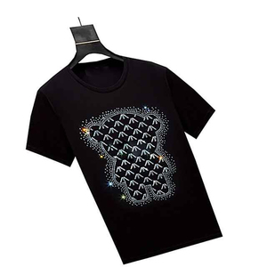 T-shirts en strass de qualité supérieure pour hommes, en coton, tricotés, décontractés, vente en gros - Product Image 5