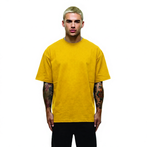 T-shirt en coton noir surdimensionné pour homme, manches courtes, col rond, jersey uni décontracté - Product Image 2