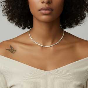 Collar de tenis de oro de 14 quilates con diamantes y esmeraldas de corte brillante, joyería fina y elegante - Product Image 1