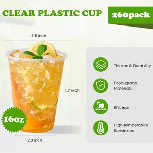 Confezione da 260 Bicchieri di Plastica Trasparente da 16 oz, Monouso per Bevande Fredde, Ideali per Feste, Picnic, Barbecue, Viaggi ed Eventi - Product Image 2