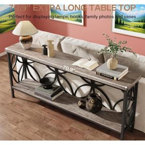 Table de canapé longue de style industriel à utiliser comme table console derrière le canapé - Product Image 3