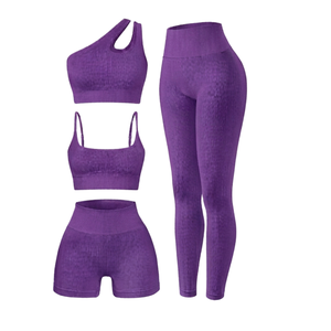 Conjunto de Yoga de 3 Piezas para Mujer, Cuello Cuadrado, Tirantes Finos, Leggings de Cintura Alta, Ropa Deportiva Sólida sin Costuras - Product Image 5