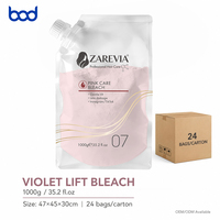 Nouvelle poudre décolorante pour cheveux Boda 2026 du fabricant ZAREVIA Pink Care, permanente, à l'huile d'argan et aux protéines, minimise les dommages du cuir chevelu, rehausse 9 tons de cheveux