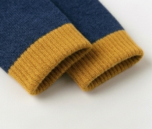 Calcetines de Mujer, Color Azul Marino y Amarillo Mostaza, Tejidos, Transpirables, para Uso Diario, Otoño, Longitud Estándar, Estilo Color Block - Product Image 6