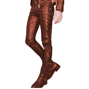 Pantalon en cuir et toile pour homme, confortable, taille mi-haute, coupe droite, personnalisable, haute qualité, design sur mesure, vente chaude - Product Image 5