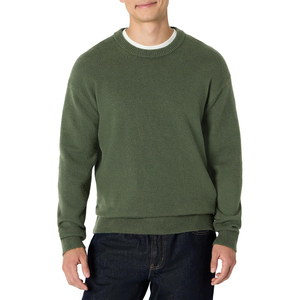 Pull en tricot à col rond pour homme, gris uni, manches longues, 100% acrylique, vêtement d'hiver respirant, épaisseur standard - Product Image 5
