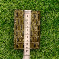 Dompet Kulit Hijau Zaitun Elegan Pria Bertekstur Aligator Kulit Sapi Asli Dompet Kartu Kredit Minimalis Ramping Hadiah Berkualitas Tinggi