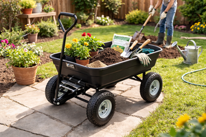 Chariot de jardin à 4 roues et poignée pour le transport de plantes et le transport de terre en extérieur ODGGAD000 - Product Image 6