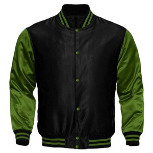 Blouson Bomber Matelassé Personnalisé à Capuche, Manches Rouges Brillantes, Poignets Rayés, Aspect Satiné, Style Baseball, Col Montant, Imperméable - Product Image 2