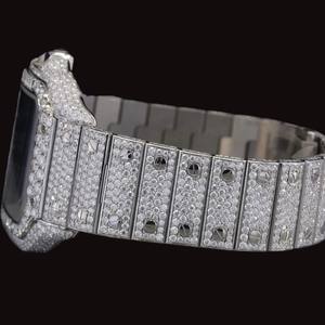 Reloj Hip Hop con Esfera Azul, Caja Cuadrada, Moissanita, Oro Blanco, Diamantes, Fecha Automática y Movimiento de Cuarzo - Product Image 3