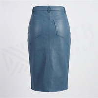 Jupe crayon taille haute en similicuir pour femme, couleur unie, longueur genou, brillante, avec poches, toutes saisons, style tissé