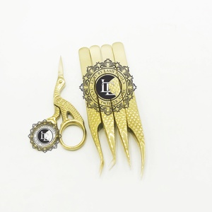 Pinzas profesionales para extensión de pestañas chapadas en oro, acero inoxidable de primera calidad, probadas a mano con punta puntiaguda, Etiqueta Privada - Product Image 5