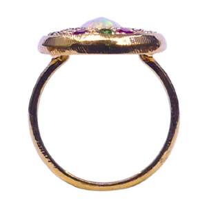 Anillo de Compromiso Clásico y Tradicional con Ópalo y Topacio Multicolor, Chapado en Oro sobre Plata de Ley, Anillos Finos y Elegantes - Product Image 4