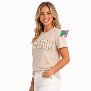 Camiseta de Mujer con Bordado Personalizado, Letras Griegas en Tela de Sarga, 100% Algodón, Tejido Suave con Bordado Personalizado - Product Image 2
