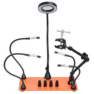 Stazione di Saldatura Magnetica con 3 Lampade LED Ingrandenti, 4 Supporti PCB e Aria Calda a 360° per Industrie di Saldatura - Product Image 1