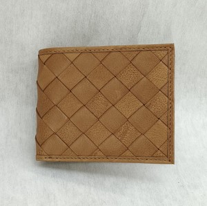 Portefeuilles en cuir de vache véritable lavé, porte-cartes RFID, pochettes pour femmes, tressés, pliables, courts, à la mode, avec doublure en polyester - Product Image 3